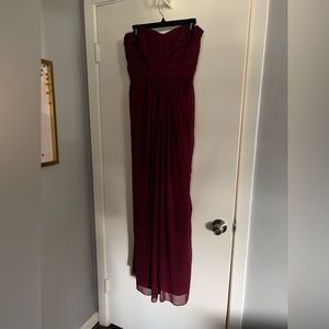 Maroon Strapless Bridesmaid Dress